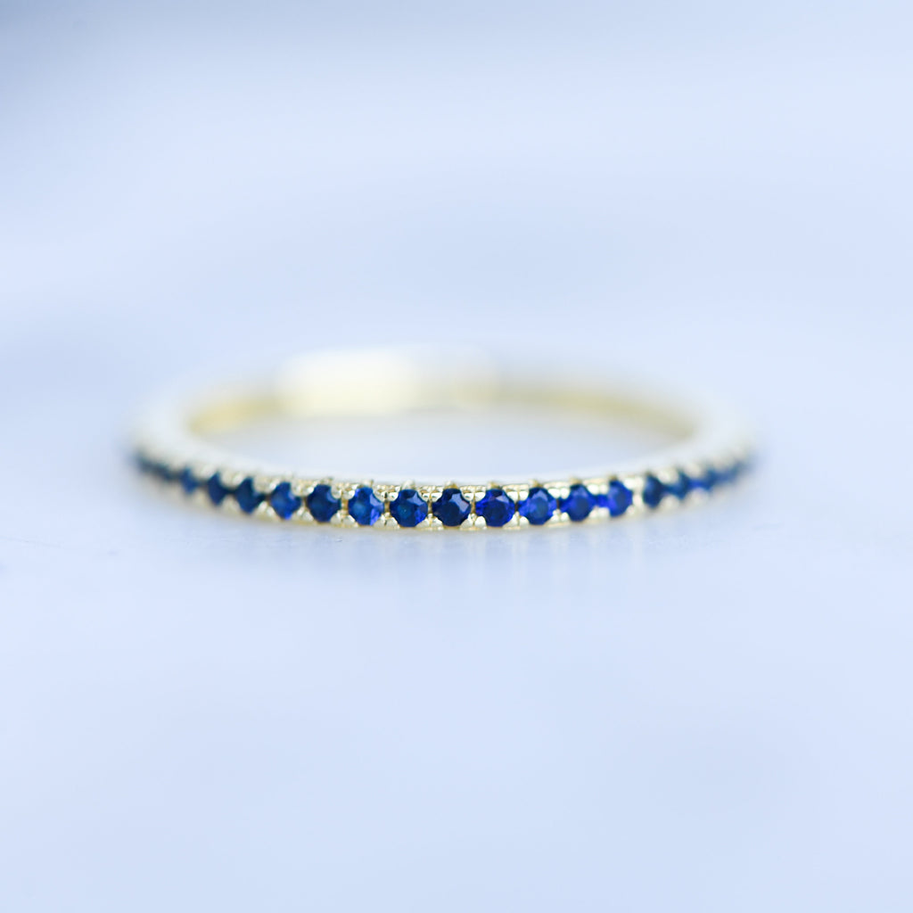 Dainty Sapphire Eternity Ring, Sapphire Ring, Sapphire Stacking Ring, September Birthstone, Minimalist Ring, Simple Ring, Gift for Her