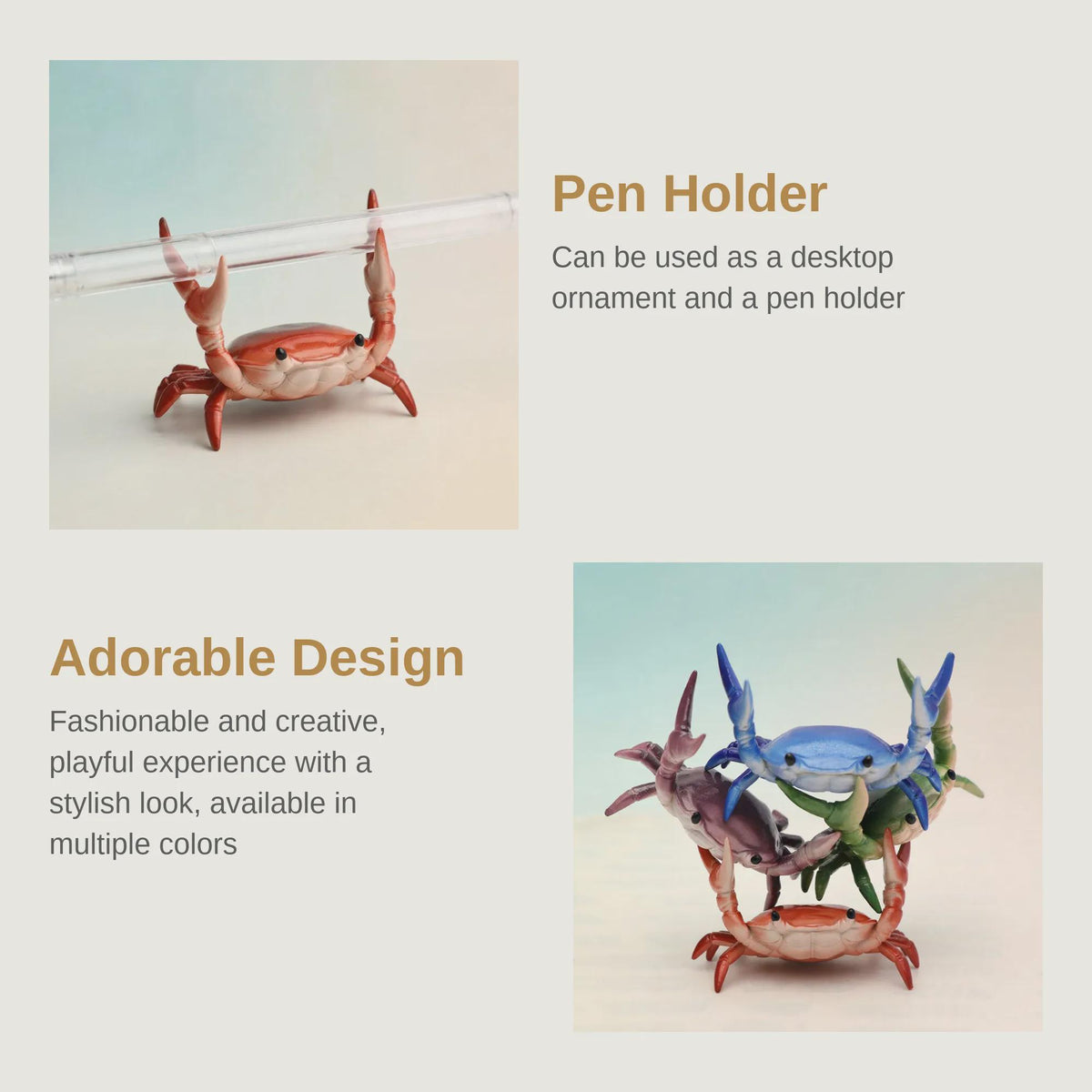 Crab Pen Holder, Cute Desk Organizer, Funny Crab Desk Decor, Novelty Pencil Holder