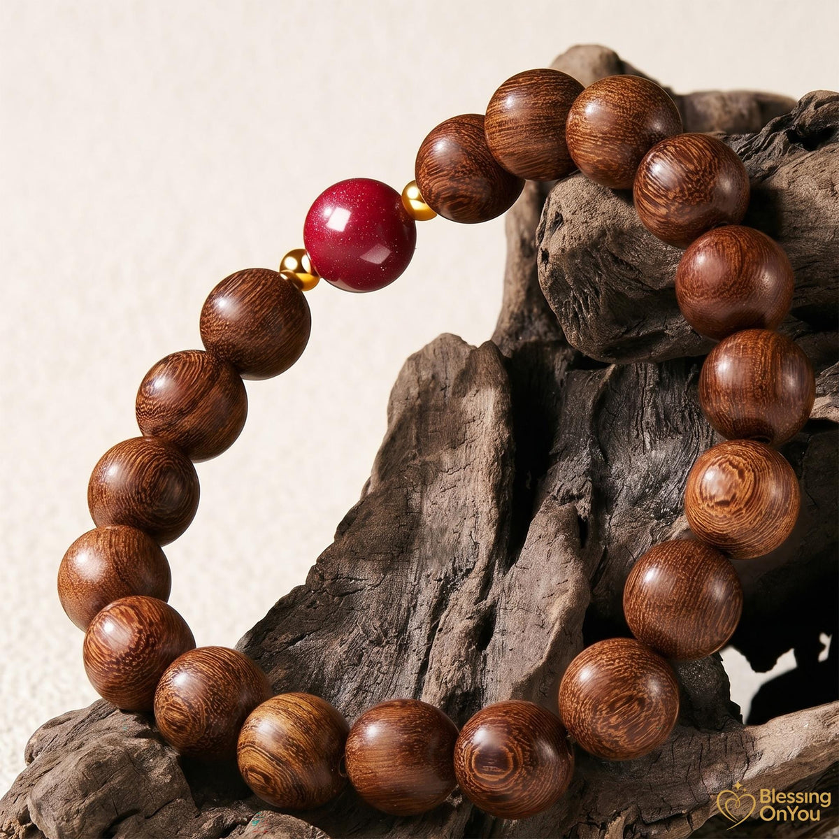 Sandalwood Mala Bracelet – Natural Wood Meditation Beads, Buddhist prayer beads, Good Luck Charm Gifts for Zen Yoga Lover, Gift for Him Her