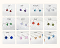 Sterling Silver Tiny Birthstone Stud Earrings, 3mm Birthstone CZ Earrings, Stacking Earrings