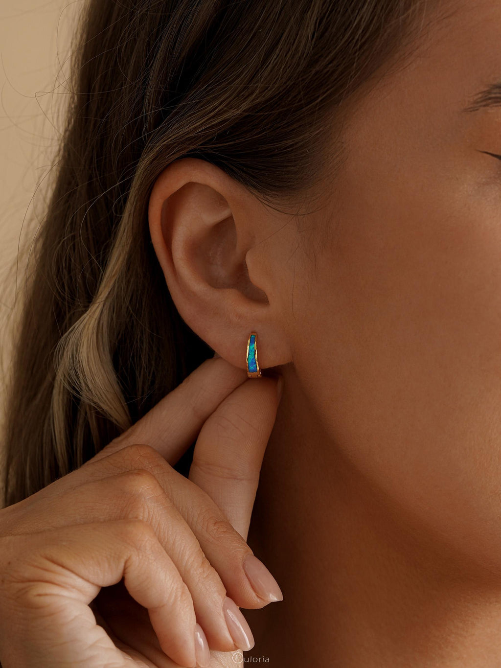 Classic Opal Hoop Earrings, White Blue Pink Opal Huggie Earrings, Minimalist Earrings for Women, Opal Jewelry, Bridesmaid Gift, Gift for Mom