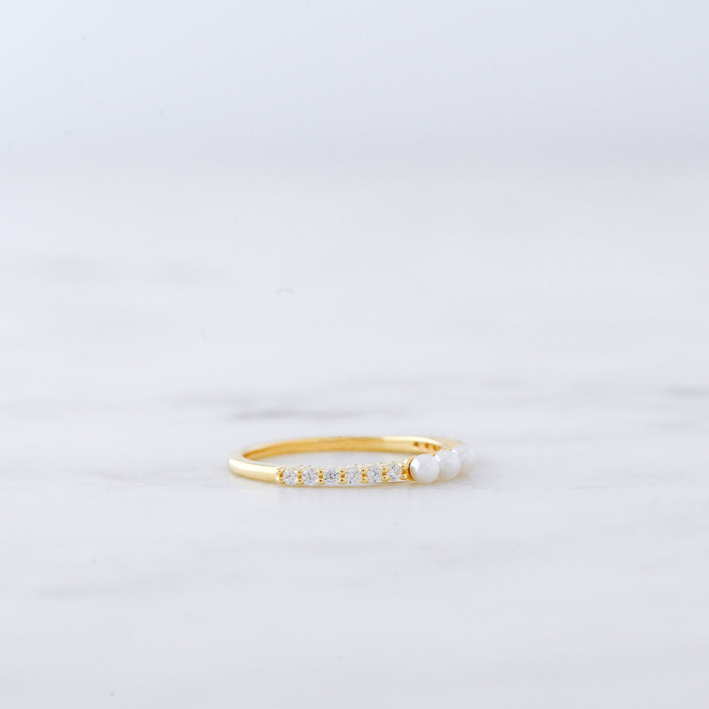 Pearl Ring, Dainty Pearl Ring, Gold Pearl Ring, Stacking Ring, Simple Ring, June Birthstone, Minimalist Ring, Sterling Silver Pearl Ring