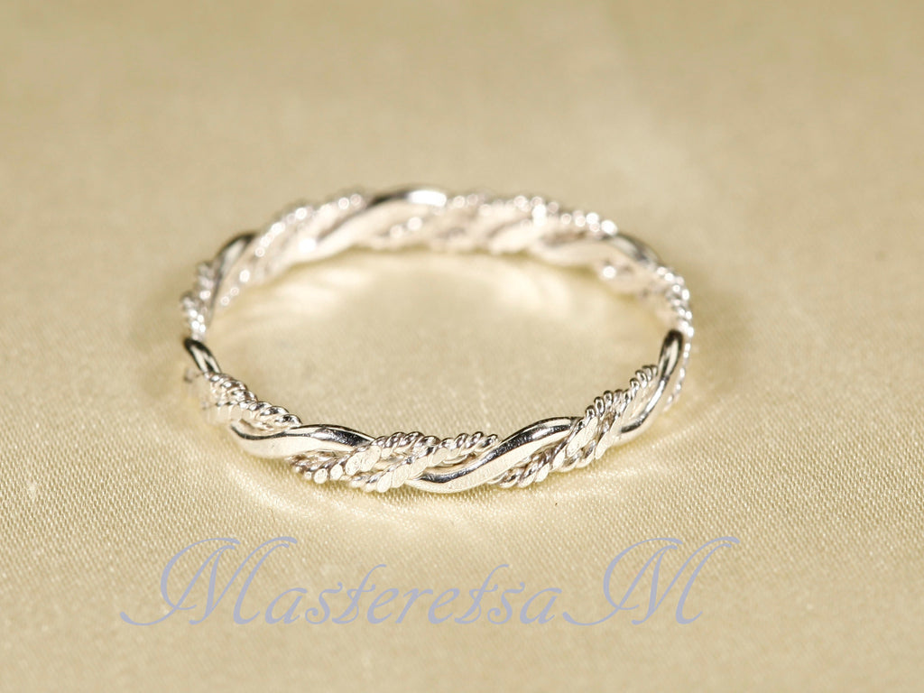 Twist No.6- Twisted Style braided Flat 14K Gold Filled Ring: Stackable 2.2mm Band