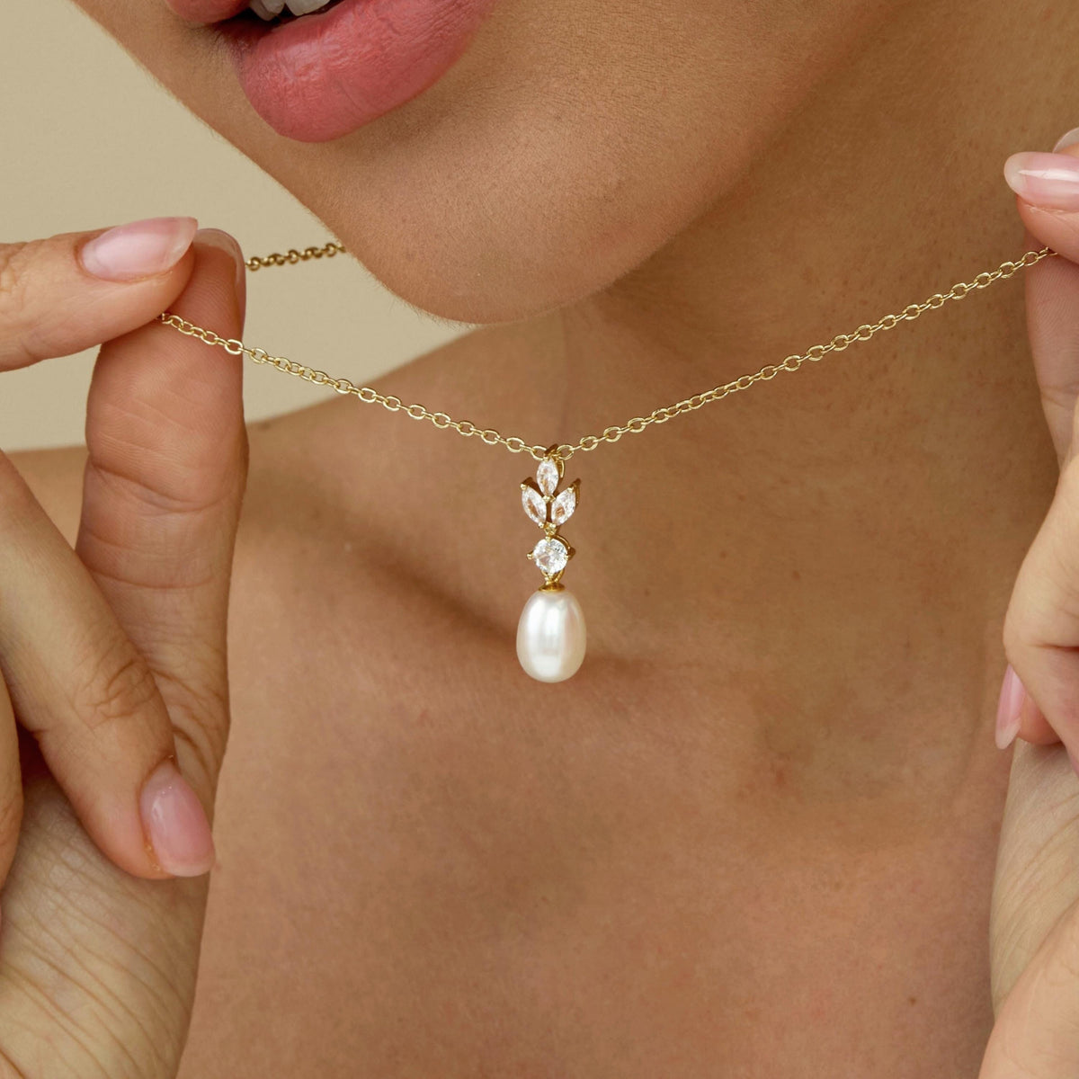 Diamond Leaf Pearl Necklace,Freshwater Pearl Necklace,Wedding Pearl Necklace,Crystal Bridal Jewelry Set,Mother's Day Gift,Bridesmaid Gift