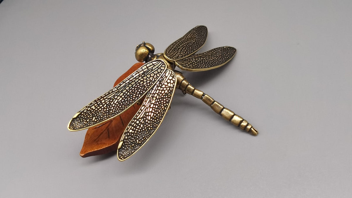 Brass Dragonfly Statue, Home Decor, Detachable Wing Sculpture, Animal Sculpture