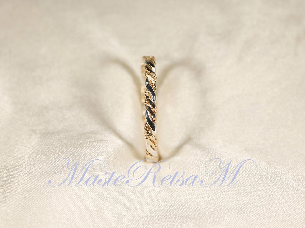 Twist No.6- Twisted Style braided Flat 14K Gold Filled Ring: Stackable 2.2mm Band