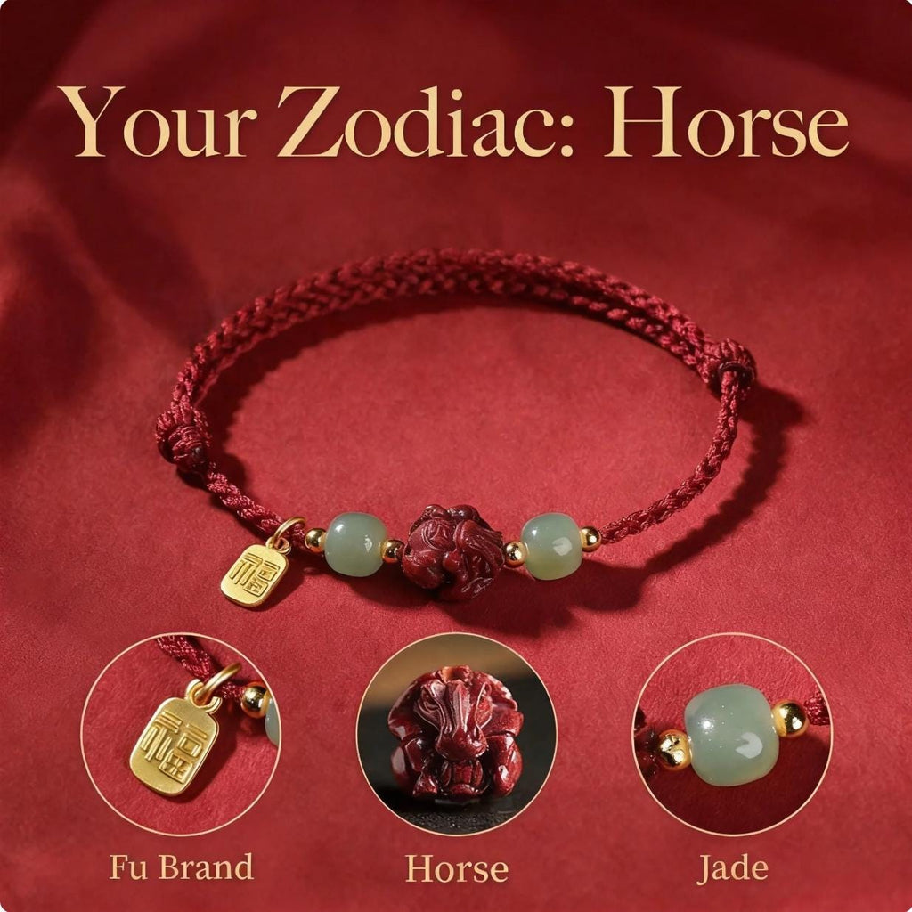 Zodiac Red String Bracelet,Cinnabar Animal Charm, Jade Beads, Fu Lucky Charm,Adjustable Protection Bracelet, Handmade Knot, Gift for Her Him