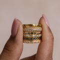 Peridot Ring Set by Seven Lucky Gifts • Set of 3: Vintage Peridot & Diamond Stacking Rings in Gold • Dainty Jewelry • Gift for Wife