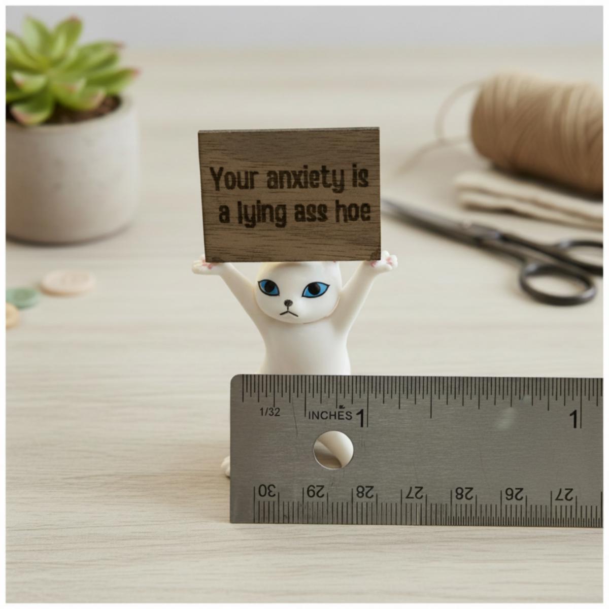 Funny Cat Figurine Your Anxiety Is a Lying Ass Sassy Mental Health Gift Blunt Affirmation Decor Anxiety Relief Self Care Desk Cat