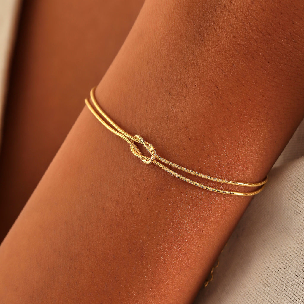 Gold Filled Knot Bracelet, Dainty Snake Chain for Mothers Day Gifts