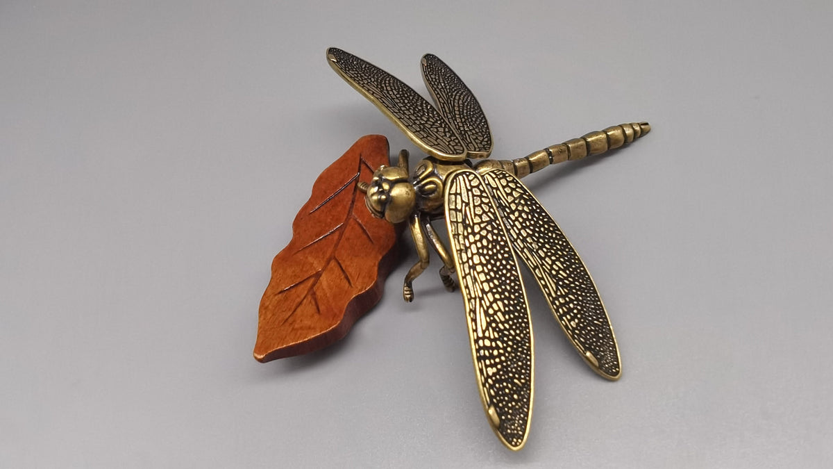 Brass Dragonfly Statue, Home Decor, Detachable Wing Sculpture, Animal Sculpture