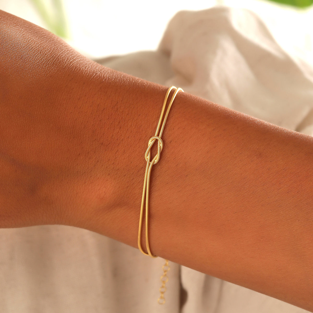 Gold Filled Knot Bracelet, Dainty Snake Chain for Mothers Day Gifts