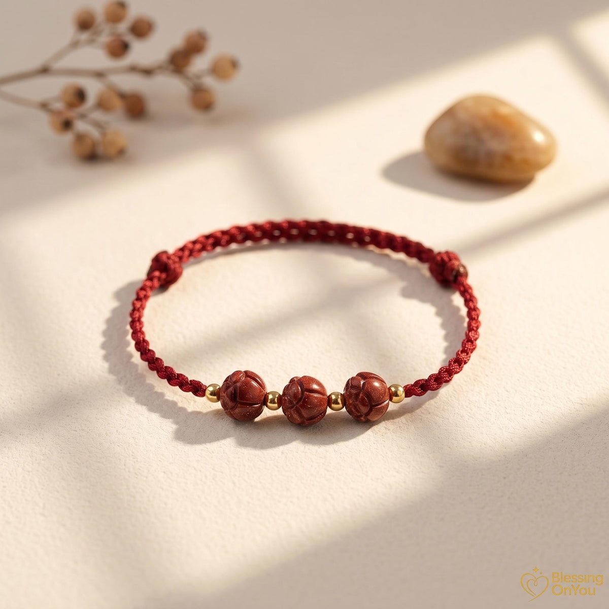 Cinnabar Lotus Red String Bracelet | Buddhist Meditation Bracelet | Handmade Protection Charm | Jade Fu Lucky Spiritual Bracelet Gift