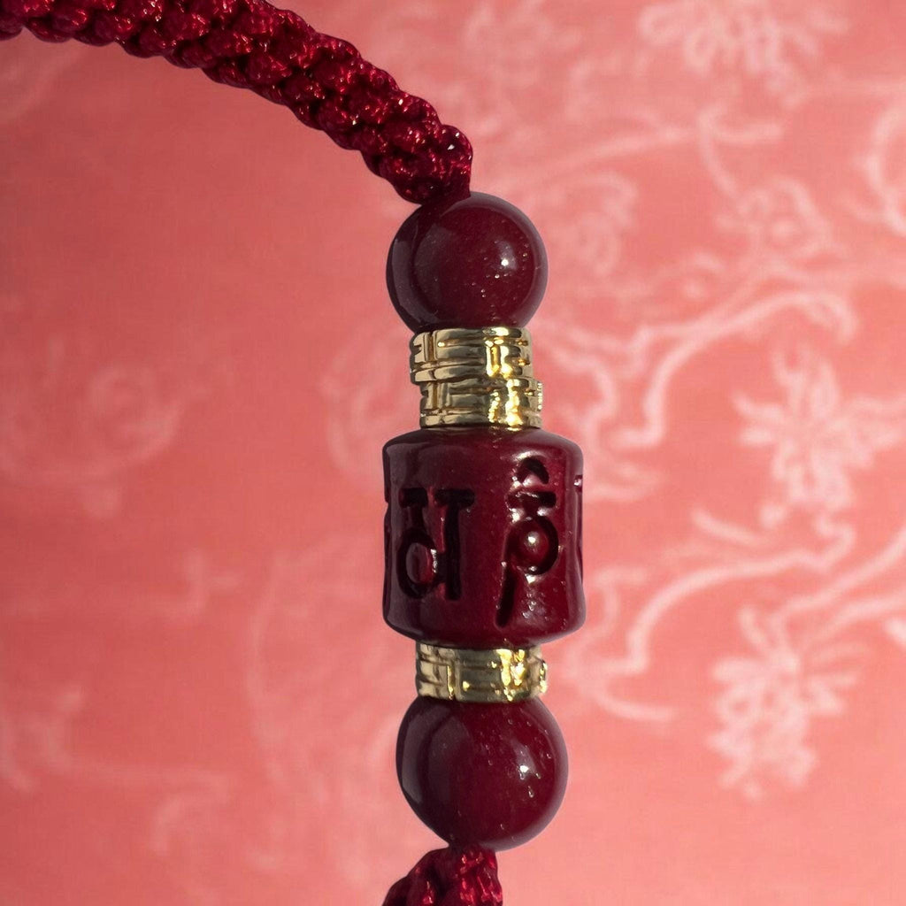 Cinnabar Mantra Bracelet, Spinning Prayer Wheel Red String Bracelet, Mount Putuo Blessed Jewelry, Zodiac Gift