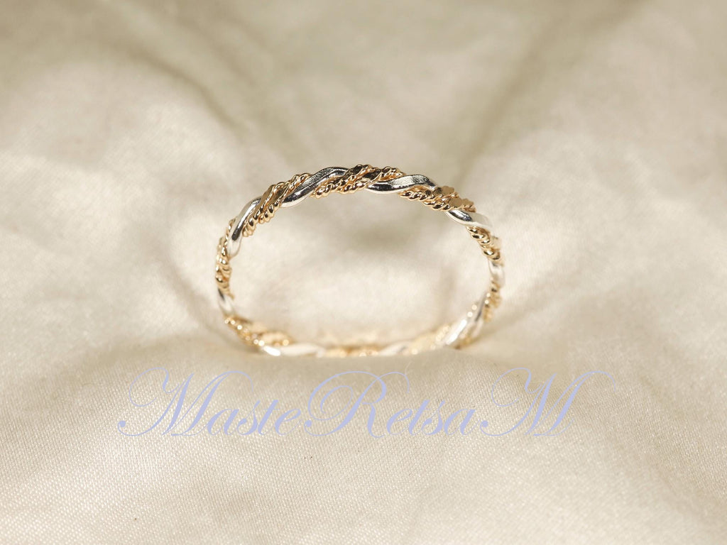 Twist No.6- Twisted Style braided Flat 14K Gold Filled Ring: Stackable 2.2mm Band