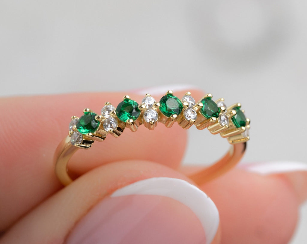 Sami Jewels Emerald Ring, Gemstone Ring, Emerald Jewelry, Gift for Her, Gold Ring, Stacking Ring, May Birthstone Silver Ring Engagement Ring