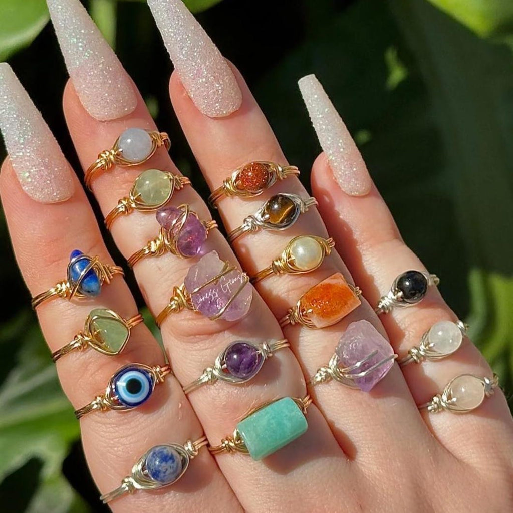 Buy 2 Get 1 Free Crystal Ring | Natural Gemstone Jewelry, Raw Crystal Ring, Dainty Ring, Birthstone Ring, Custom Jewelry, Wire Wrapped Ring