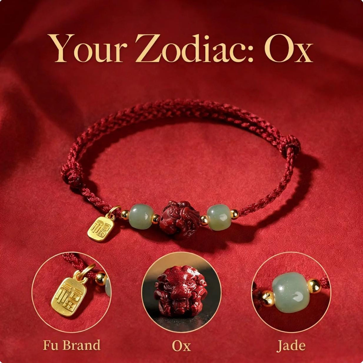 Zodiac Red String Bracelet,Cinnabar Animal Charm, Jade Beads, Fu Lucky Charm,Adjustable Protection Bracelet, Handmade Knot, Gift for Her Him