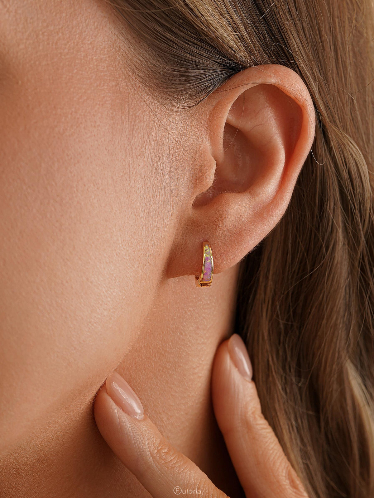 Classic Opal Hoop Earrings, White Blue Pink Opal Huggie Earrings, Minimalist Earrings for Women, Opal Jewelry, Bridesmaid Gift, Gift for Mom