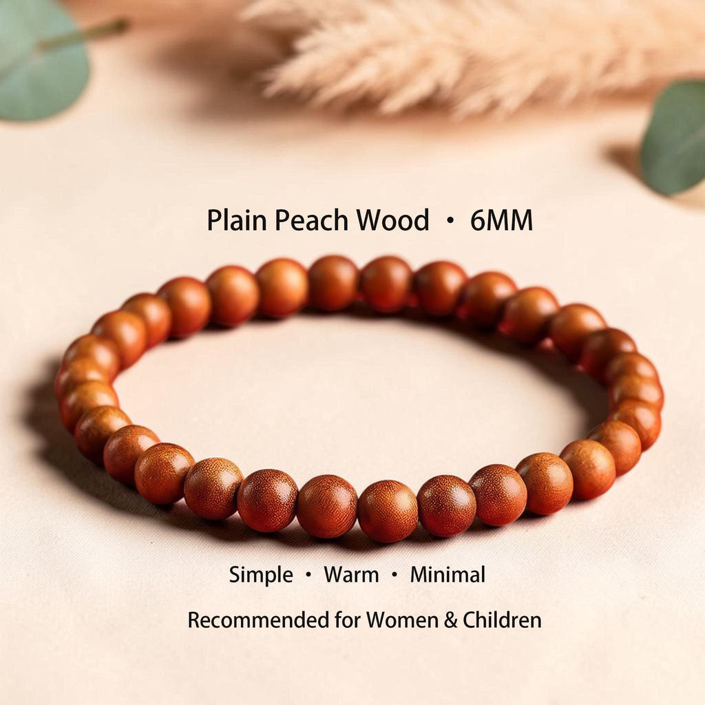 Peach Wood Beaded Bracelet, Peace & Protection Bracelet, Temple Blessed Prayer Gift, Cinnabar Lotus Bracelet, Spiritual Gift
