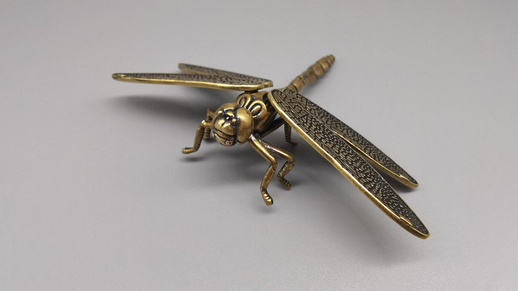 Brass Dragonfly Statue, Home Decor, Detachable Wing Sculpture, Animal Sculpture