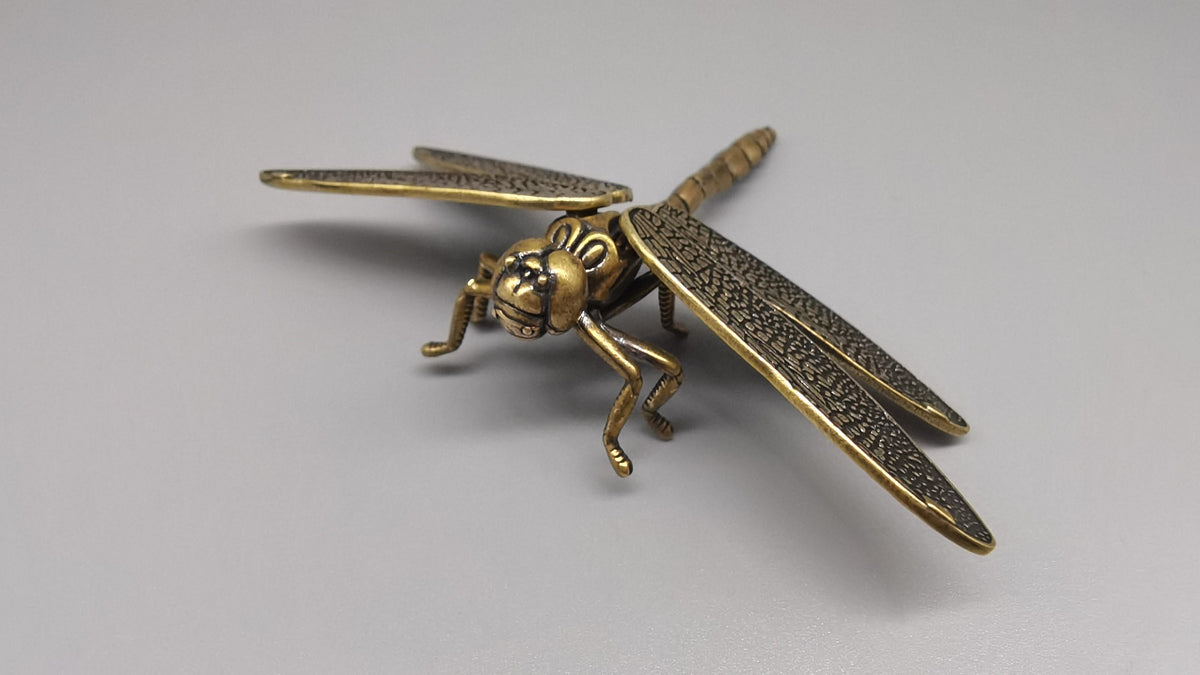 Brass Dragonfly Statue, Home Decor, Detachable Wing Sculpture, Animal Sculpture