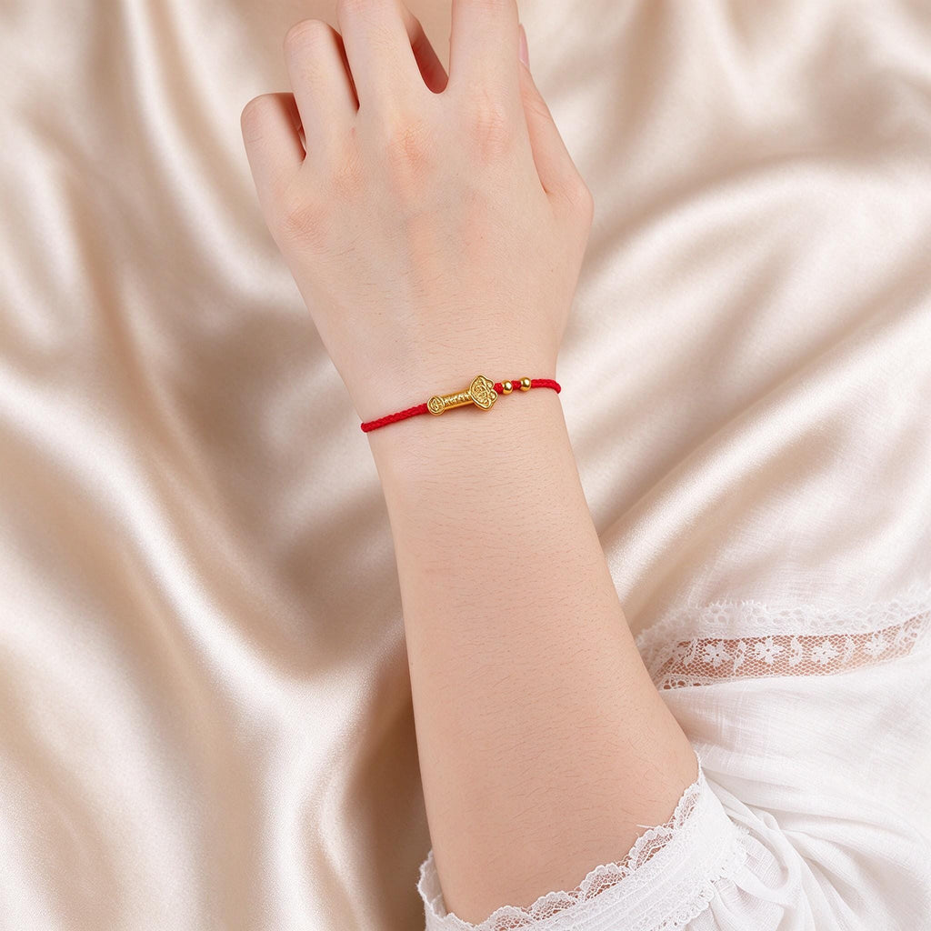 Red String Bracelet, Ruyi Good Luck Bracelet, Chinese Lucky Charm, Red Cord Protection Jewelry, Adjustable Blessing Bracelet, Handmade Gift