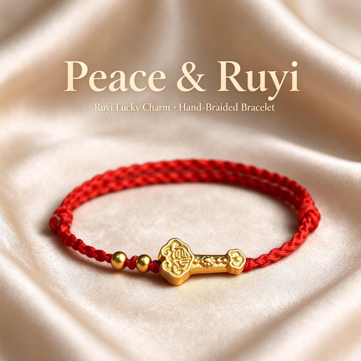 Red String Bracelet, Ruyi Good Luck Bracelet, Chinese Lucky Charm, Red Cord Protection Jewelry, Adjustable Blessing Bracelet, Handmade Gift