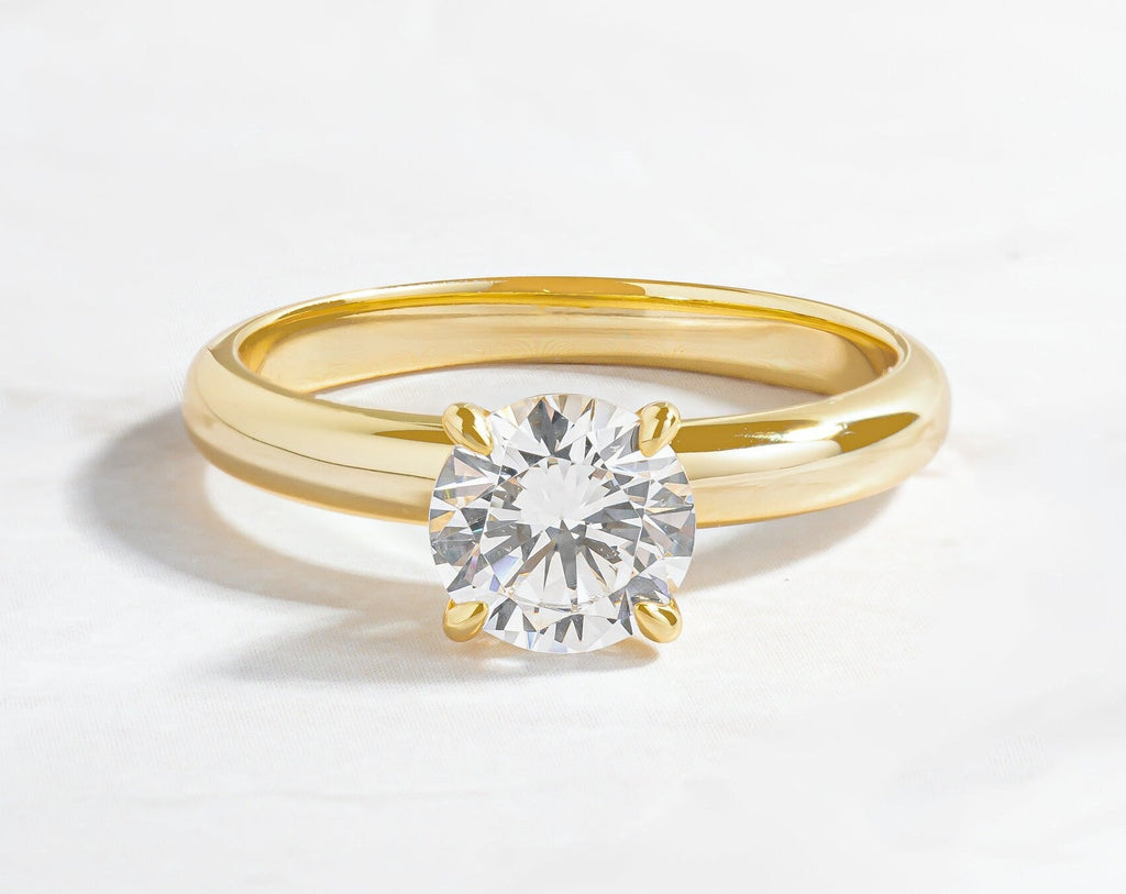 Round Solitaire Ring, Wedding Ring, Engagement Ring, Anniversary Ring, Diamond Ring, Cubic Zirconia Ring, Statement Ring, Gift for Wife