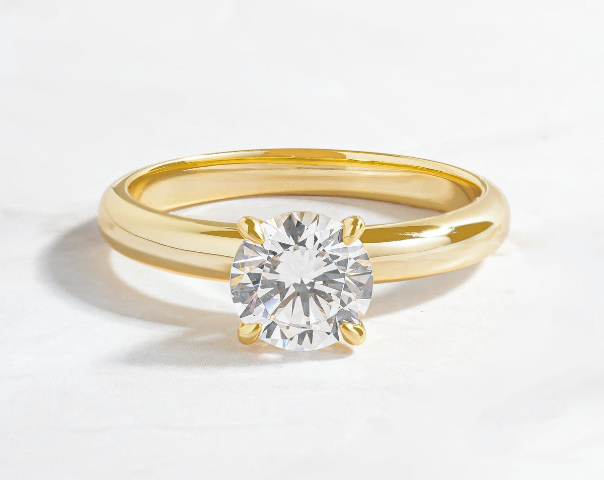 Round Solitaire Ring, Wedding Ring, Engagement Ring, Anniversary Ring, Diamond Ring, Cubic Zirconia Ring, Statement Ring, Gift for Wife