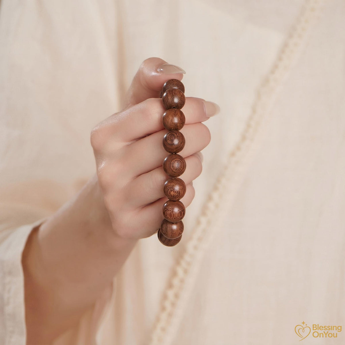 Sandalwood Mala Bracelet – Natural Wood Meditation Beads, Buddhist prayer beads, Good Luck Charm Gifts for Zen Yoga Lover, Gift for Him Her