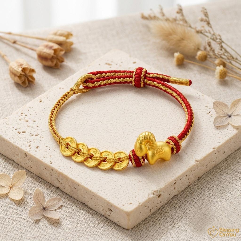 2027 Year of the Goat Wealth Protection Bracelet, Five Emperors Coins Red String Lucky Charm, Chinese Feng Shui Prosperity Gift,Good Fortune
