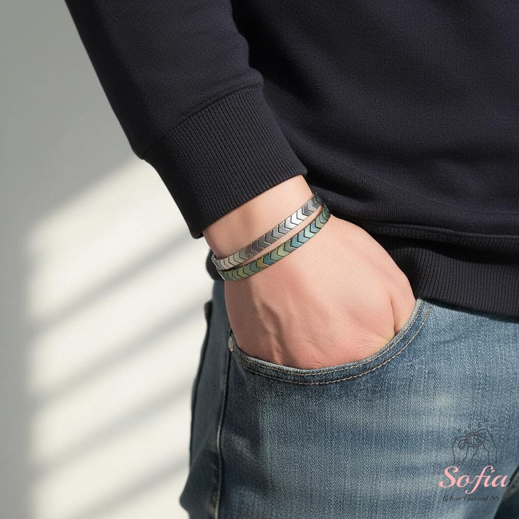 Natural Hematite Beaded Bracelet – Arrow Shaped Beads Dainty Gemstone Jewelry – Minimalist Boho Bracelet