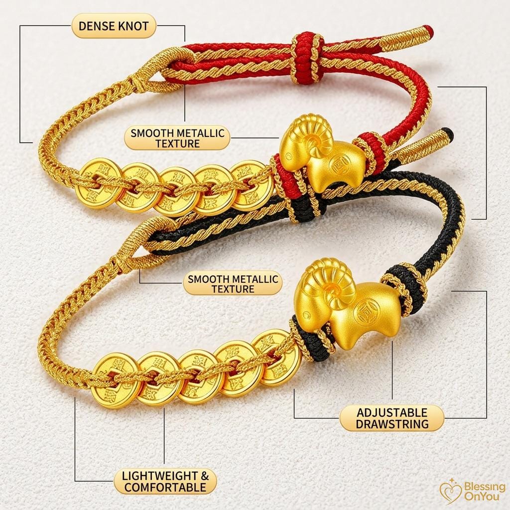 2027 Year of the Goat Wealth Protection Bracelet, Five Emperors Coins Red String Lucky Charm, Chinese Feng Shui Prosperity Gift,Good Fortune