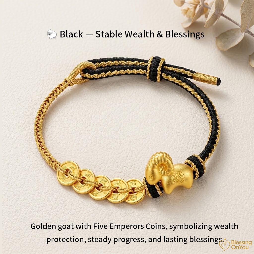 2027 Year of the Goat Wealth Protection Bracelet, Five Emperors Coins Red String Lucky Charm, Chinese Feng Shui Prosperity Gift,Good Fortune