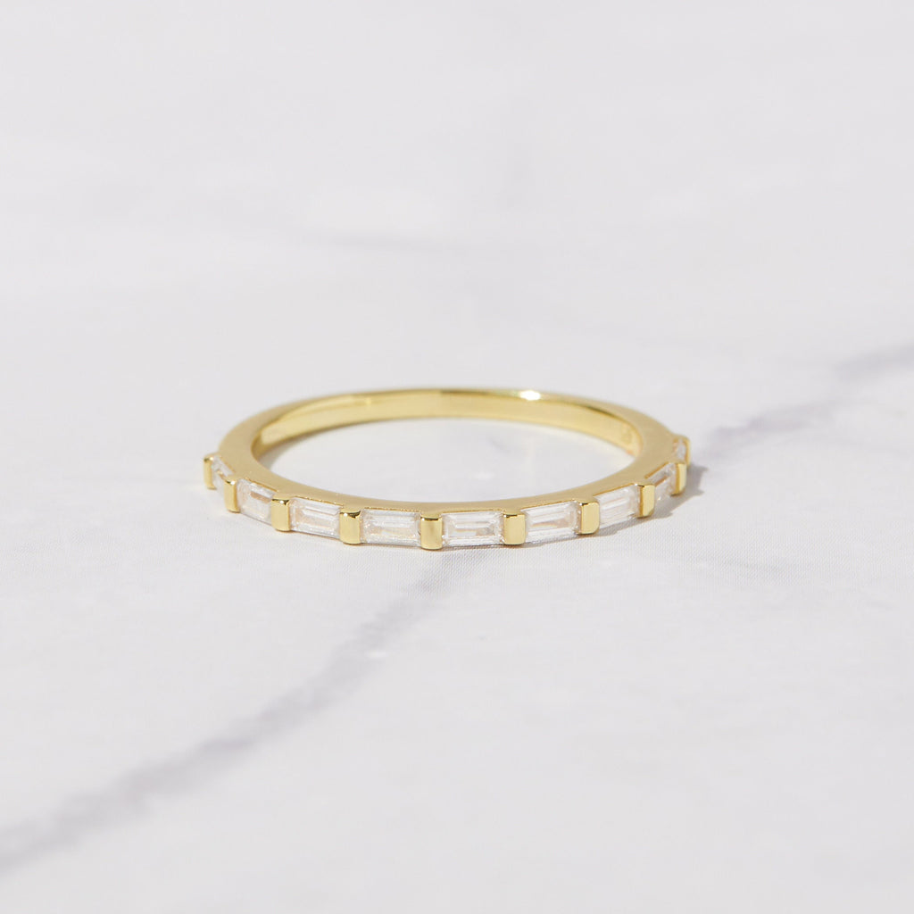 Dainty Baguette Stacking Ring, Gold Minimalist Ring, CZ Ring, Simple Diamond Ring, Silver Ring, Thin Ring, Gift for Her, Delicate Ring