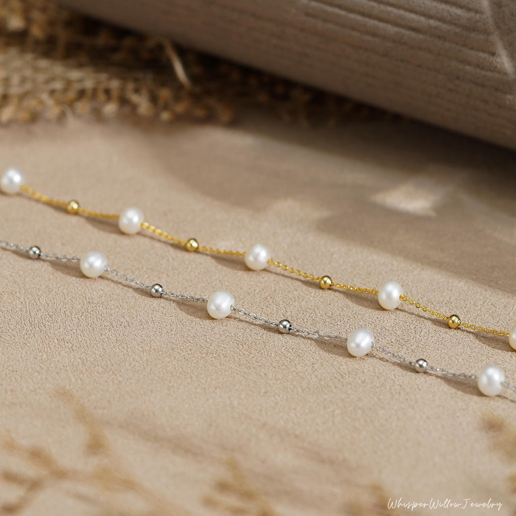 Genuine Natural Freshwater Pearl Bracelet, Minimalist Pearl Bracelet, Pearl Beaded Bracelet, Bridesmaid Bracelet, Wedding Bracelet for Her