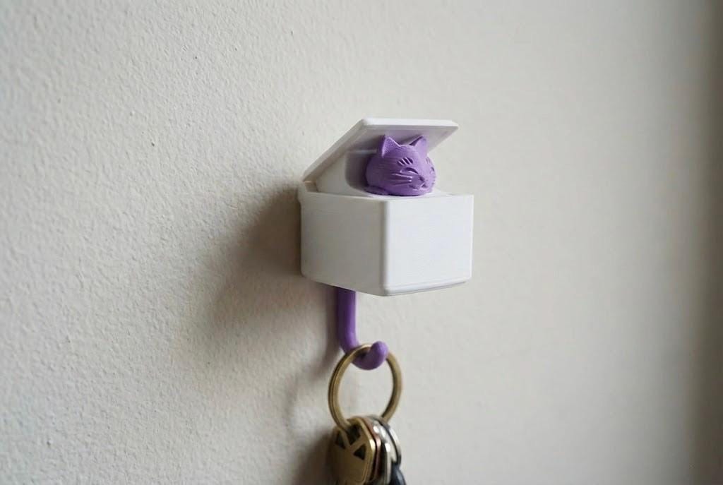 Interactive Pop-Up Cat Key Holder | Surprise Wall Hook | Peek-a-Boo Hanger for Entryway | Unique Cat Lover Gift