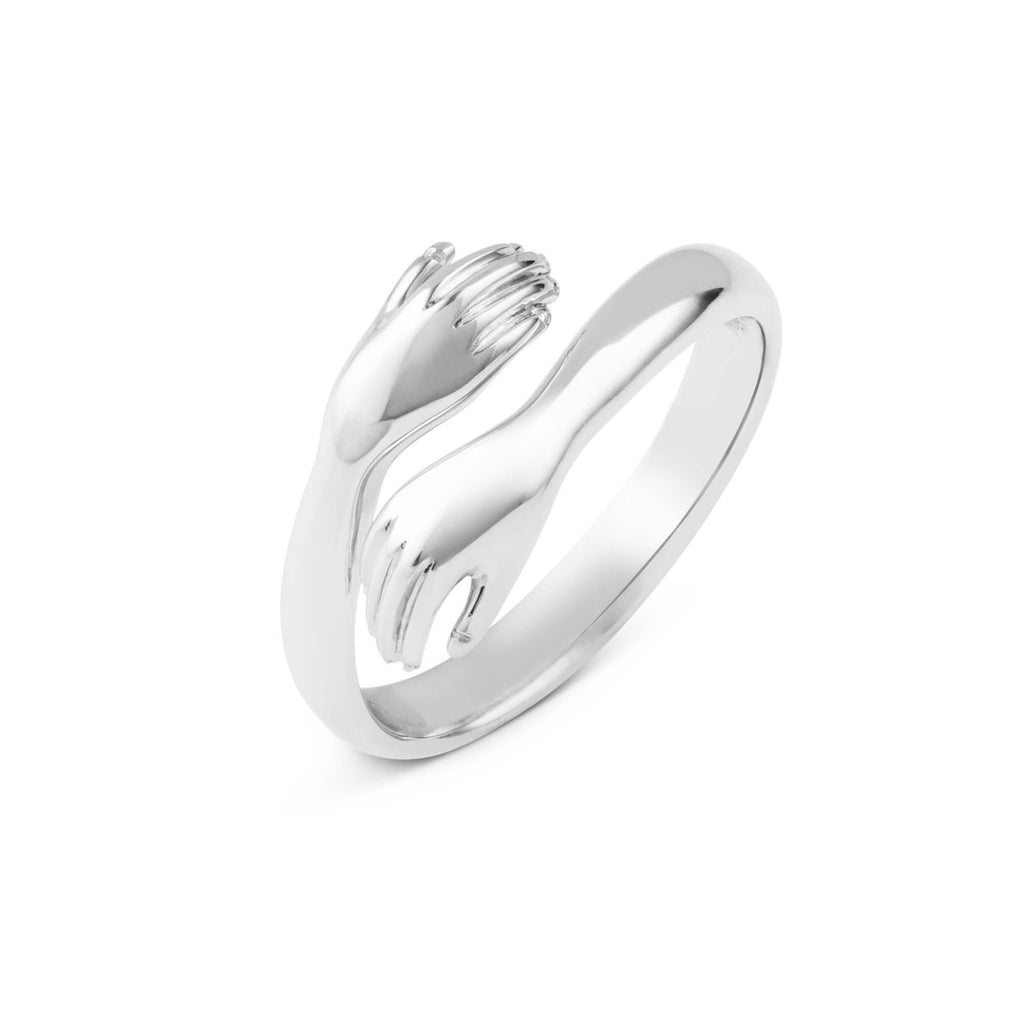 925 Sterling Silver Ring • Hug Ring • Stackable Ring • Minimalist Ring • Love Ring • Adjustable Ring • Gift for Women • Hugging Hand Ring