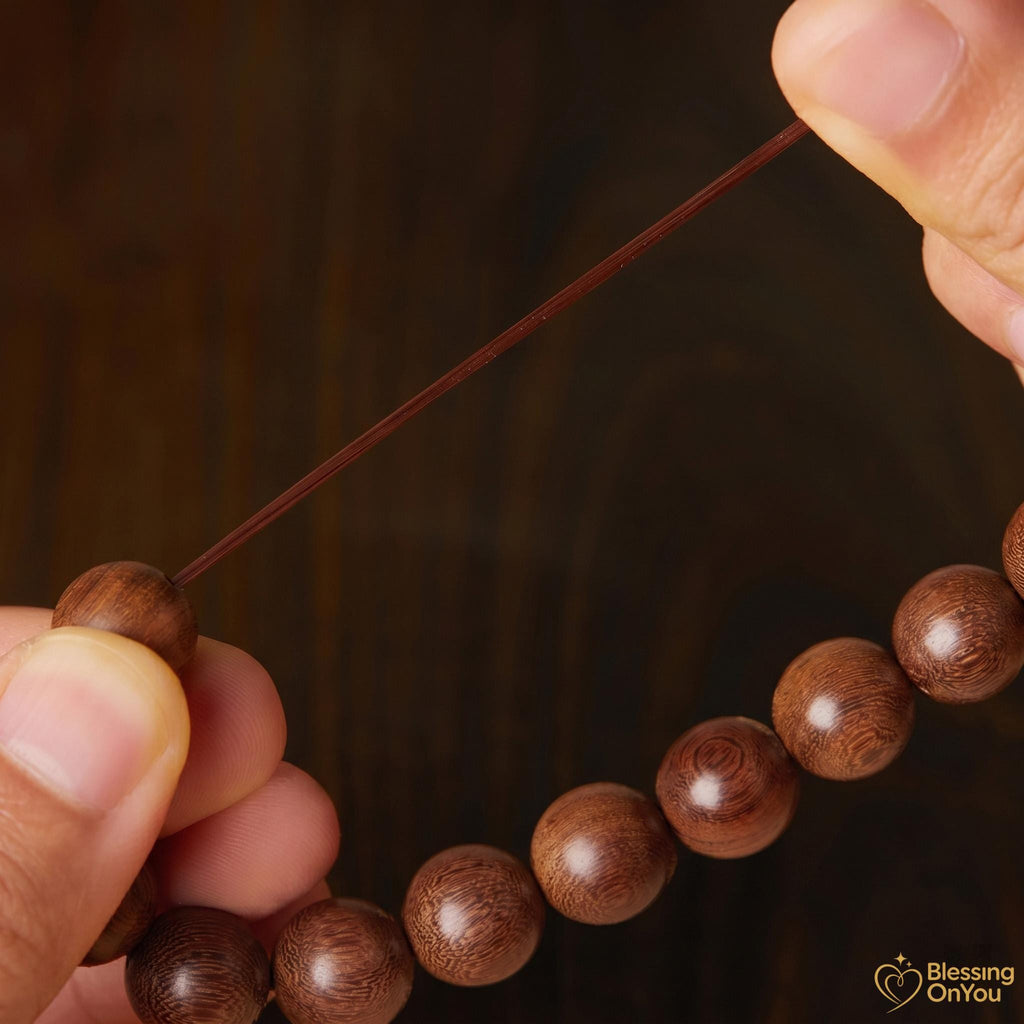 Sandalwood Mala Bracelet – Natural Wood Meditation Beads, Buddhist prayer beads, Good Luck Charm Gifts for Zen Yoga Lover, Gift for Him Her