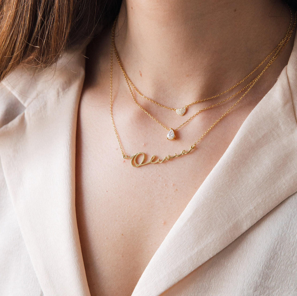 Teardrop Diamond Necklace by Seven Lucky Gifts • Pear Diamond Necklace • Minimalist Jewelry • Perfect Gift for Her