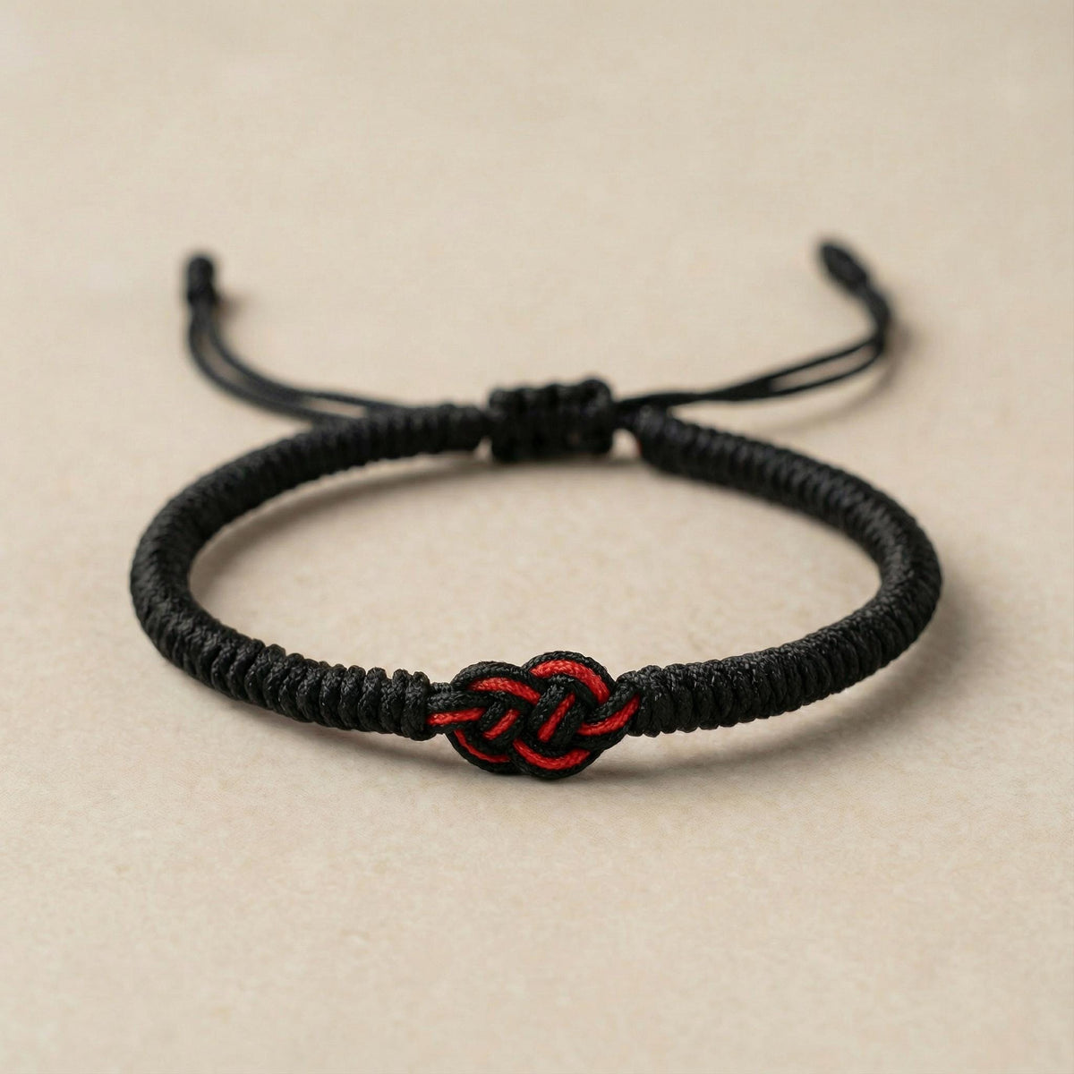 Buddhist Bracelet in Black & Red | Sliding Knot Cord