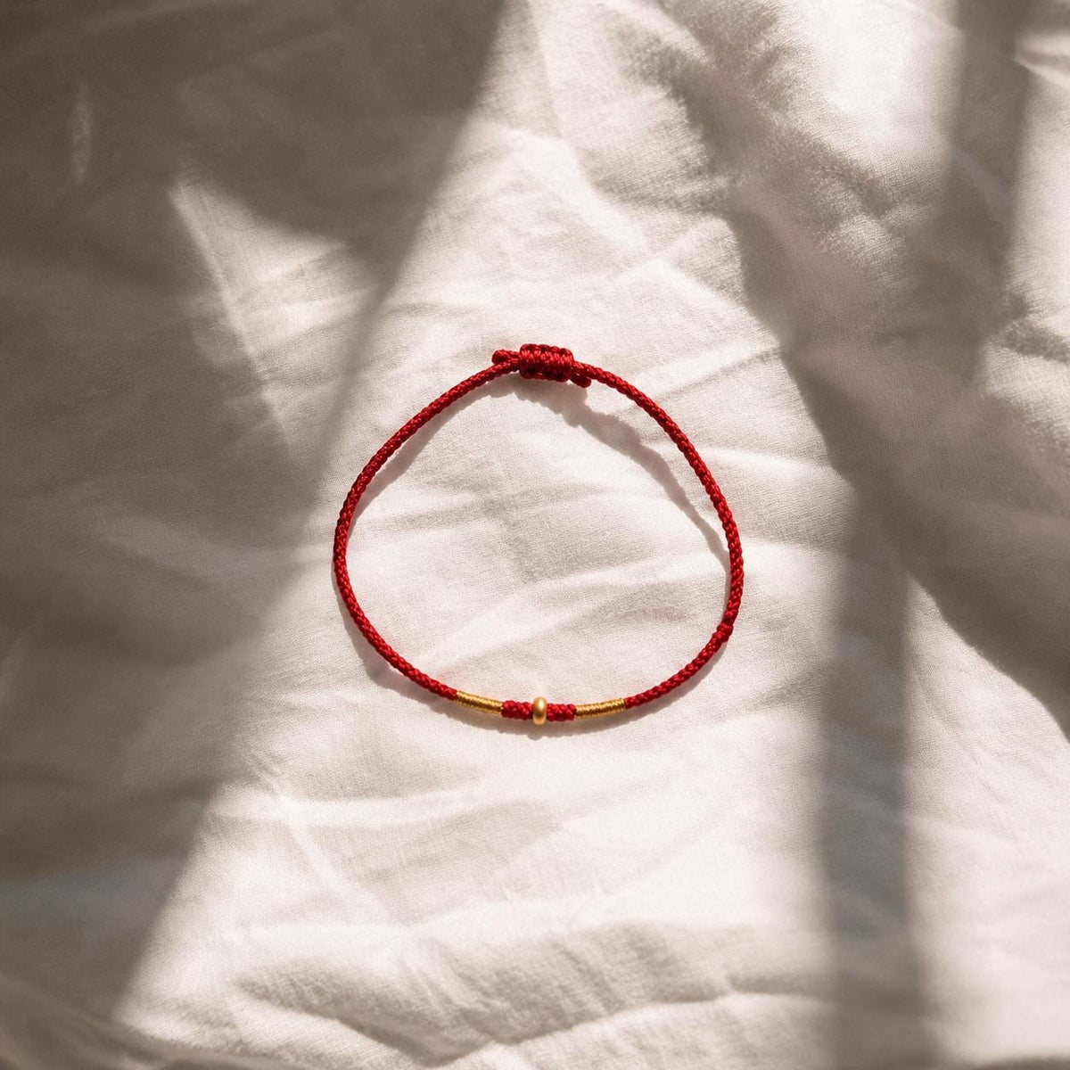 Adjustable Woven Cord Bracelet with 24K Pure Gold Accent