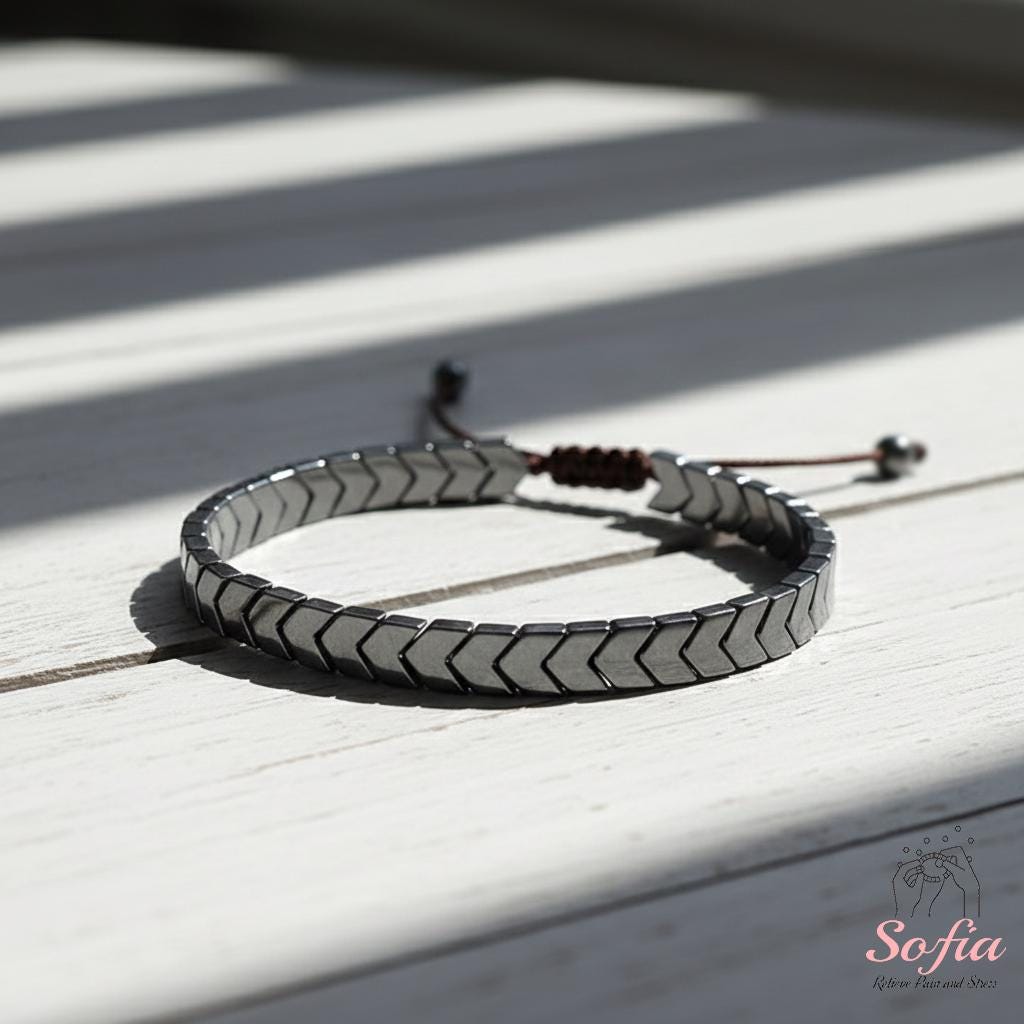 Natural Hematite Beaded Bracelet – Arrow Shaped Beads Dainty Gemstone Jewelry – Minimalist Boho Bracelet