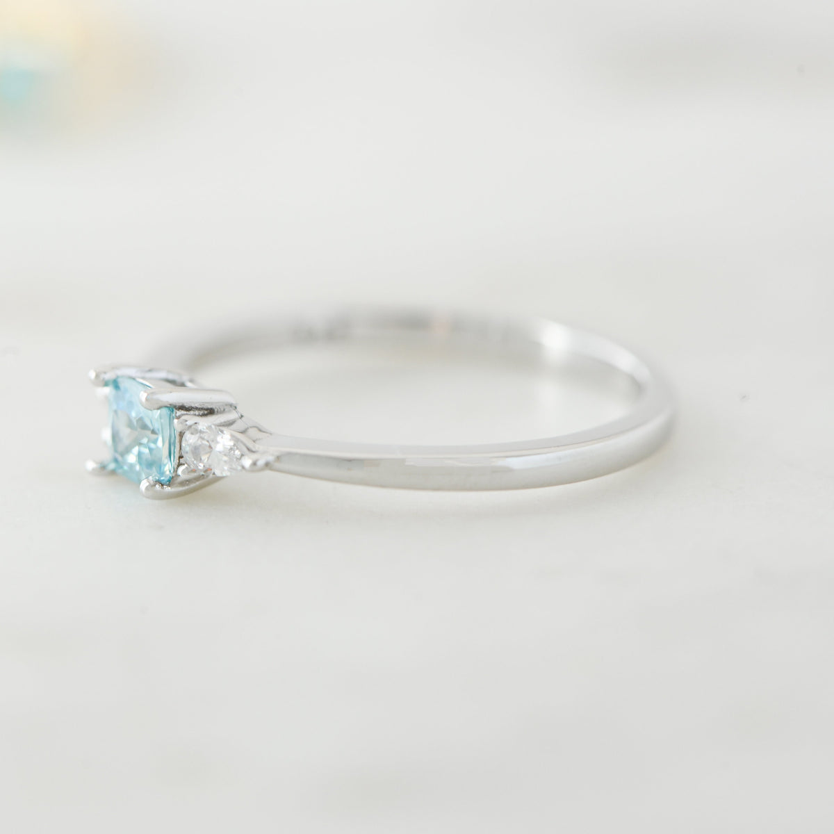 Aquamarine Dainty Ring, Gold Minimalist Ring, March Birthstone Ring, Sterling Silver Ring, Thin Ring, Delicate Ring, Gift for Her, Gemstone