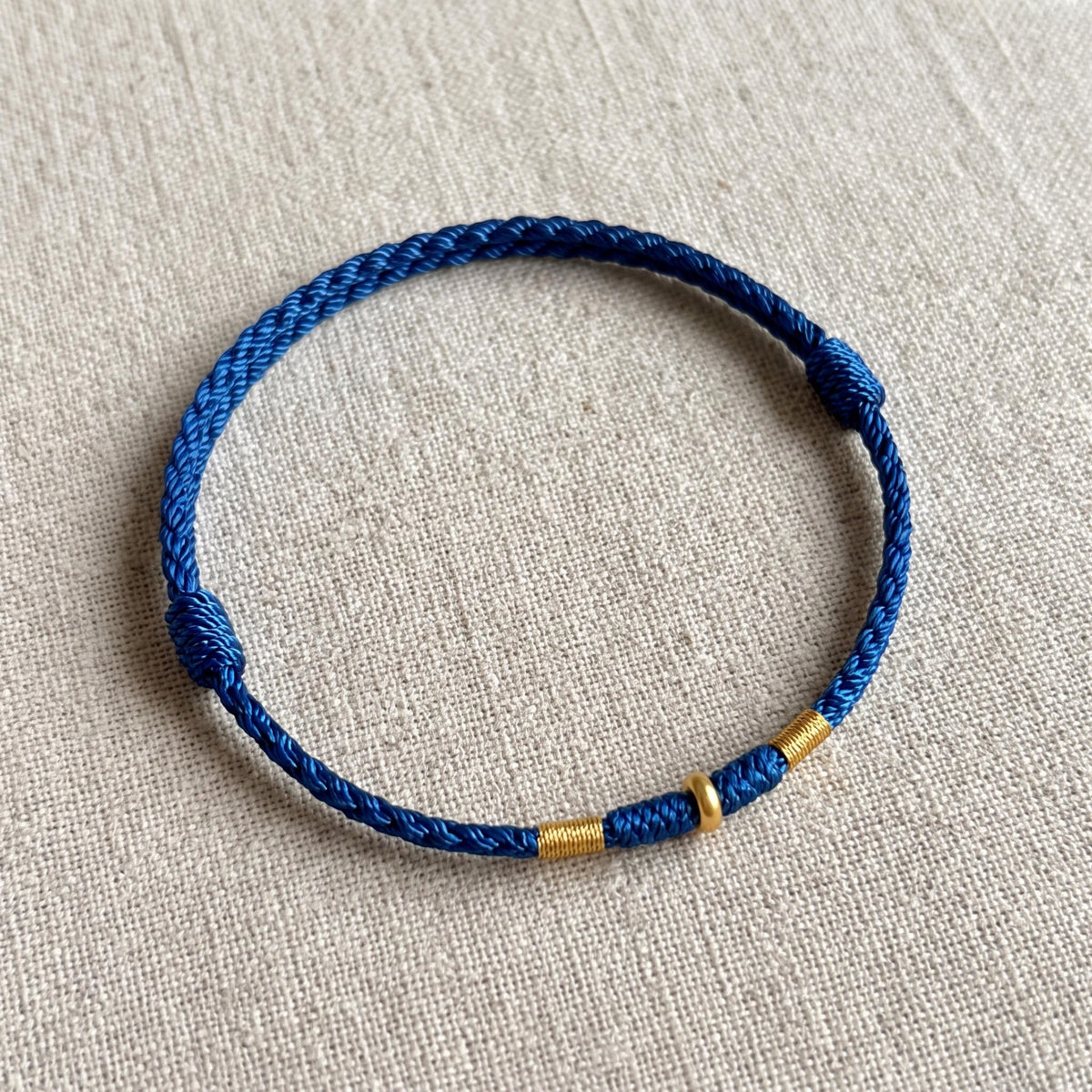 Adjustable Woven Cord Bracelet with 24K Pure Gold Accent