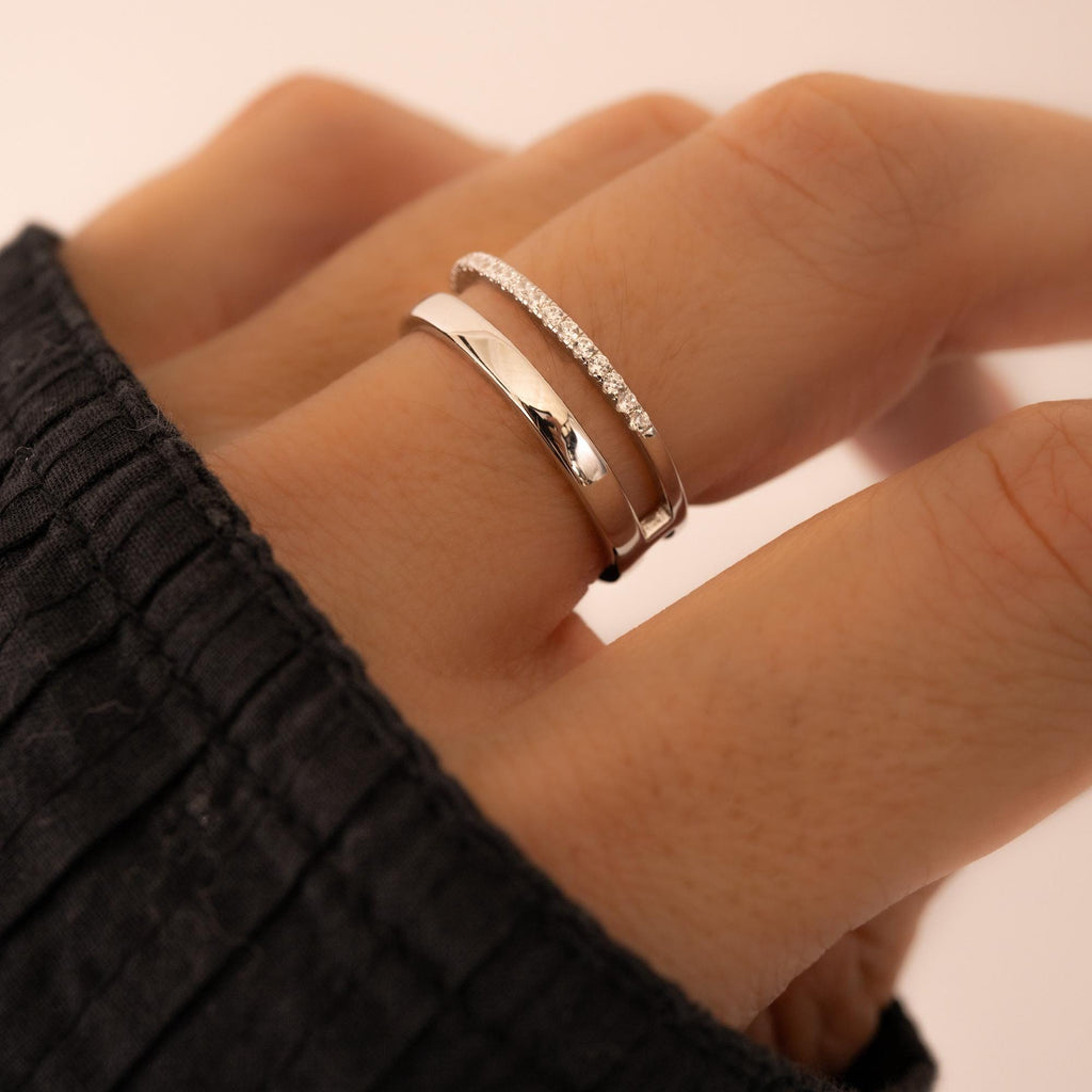 Double Band Ring, Dainty Ring, Wedding Band, Stacking Ring, Minimalist Ring, Gift for Her, Gold Ring, Silver Ring, Diamond Ring