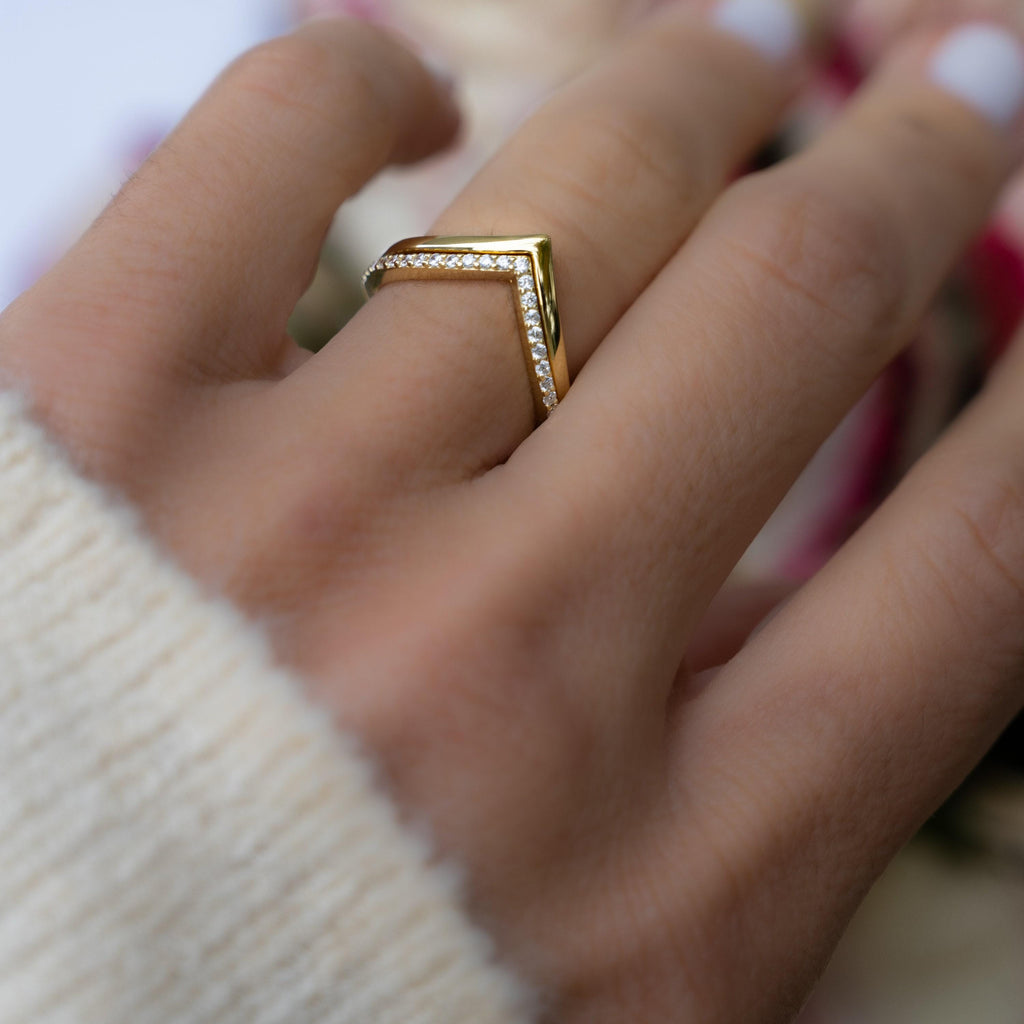 V Ring Set, Stacking Ring, Chevron Ring, Minimalist Ring, Wedding Band, Geometric Ring, Ring Set, Gift for Her, Dainty Ring, Thumb Ring