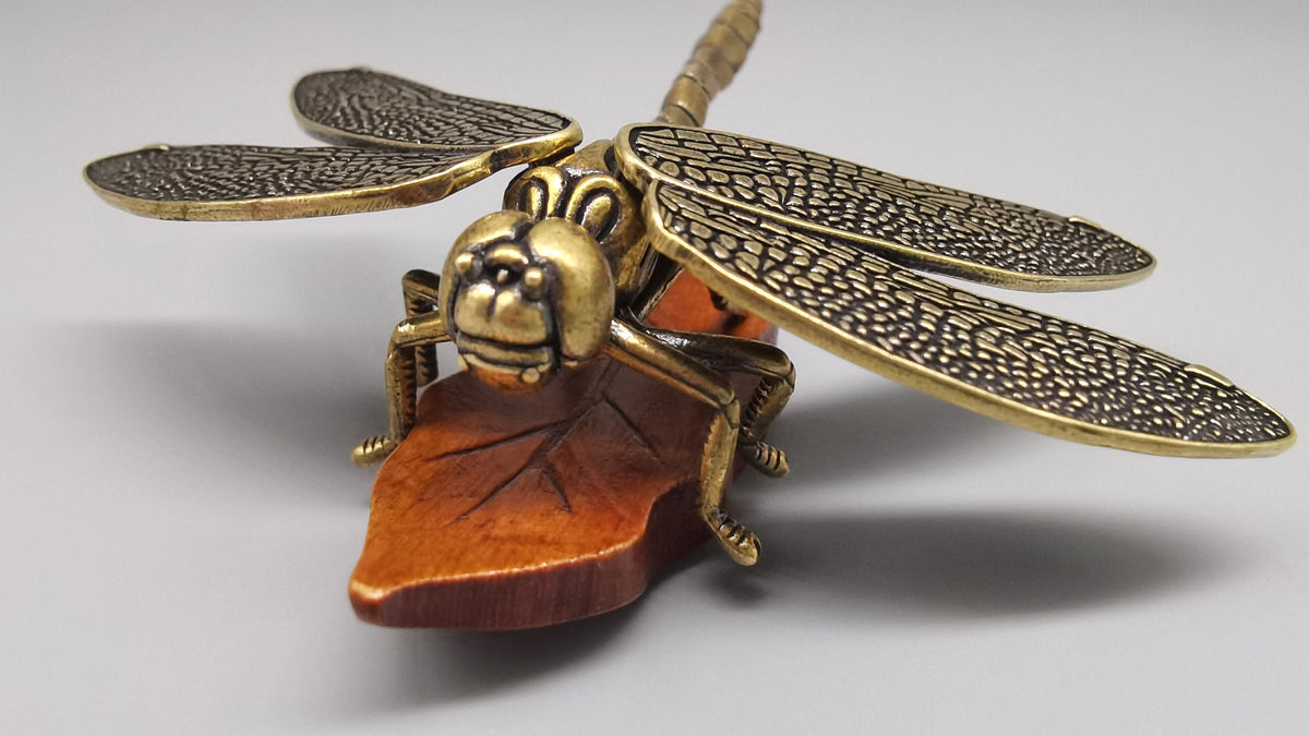Brass Dragonfly Statue, Home Decor, Detachable Wing Sculpture, Animal Sculpture