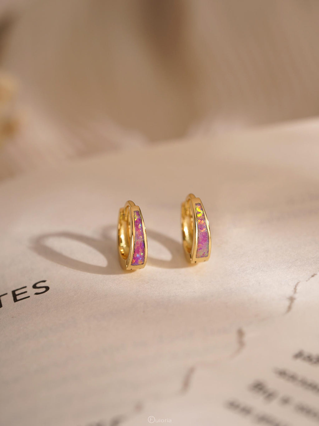 Classic Opal Hoop Earrings, White Blue Pink Opal Huggie Earrings, Minimalist Earrings for Women, Opal Jewelry, Bridesmaid Gift, Gift for Mom